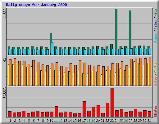 Daily usage for January 2020